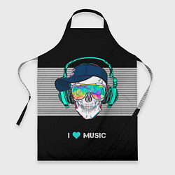 Фартук I like music - skull
