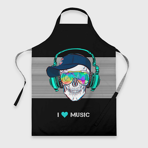 Фартук I like music - skull / 3D-принт – фото 1