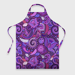 Фартук кулинарный Фиолетовый этнический дудлинг, цвет: 3D-принт