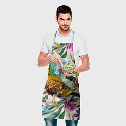 Фартук кулинарный Череп в цветах, цвет: 3D-принт — фото 2