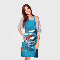 Фартук кулинарный Новогодний Baby Shark, цвет: 3D-принт — фото 2