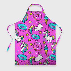 Фартук кулинарный Единороги с пончиками, цвет: 3D-принт
