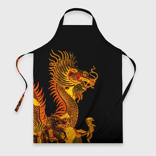Фартук Золотой китайский дракон / 3D-принт – фото 1