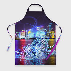 Фартук кулинарный Плывущий неоновый тигр, цвет: 3D-принт