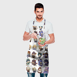 Фартук кулинарный Все герои Геншин Импакта чиби паттерн, цвет: 3D-принт — фото 2