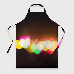 Фартук кулинарный Горящие сердца всех цветов радуги, цвет: 3D-принт