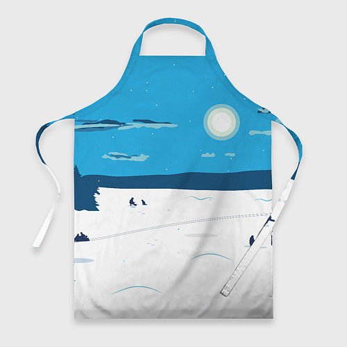 Фартук Зимняя рыбалка на озере / 3D-принт – фото 1