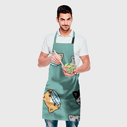 Фартук кулинарный Котейки в масках, цвет: 3D-принт — фото 2