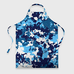 Фартук кулинарный Сине-бело-голубой камуфляж, цвет: 3D-принт