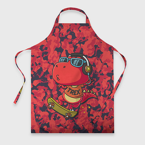 Фартук Веселый динозавр на скейте / 3D-принт – фото 1