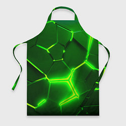 Фартук кулинарный 3D ПЛИТЫ НЕОН NEON GREEN HEXAGON РАЗЛОМ, цвет: 3D-принт