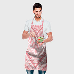 Фартук кулинарный Абстракция в стиле дудл Розовый и белый цвета Лини, цвет: 3D-принт — фото 2
