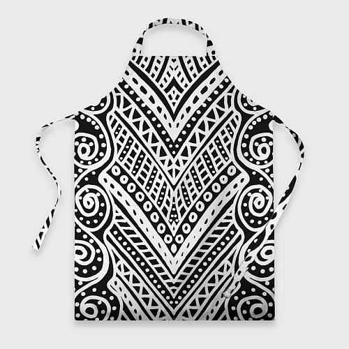 Фартук Абстракция черно-белая Волны, полосы, вензеля Моно / 3D-принт – фото 1