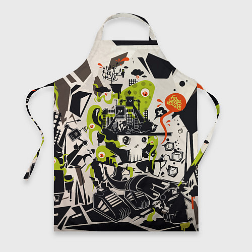 Фартук Cyber pattern Skull Vanguard Fashion / 3D-принт – фото 1