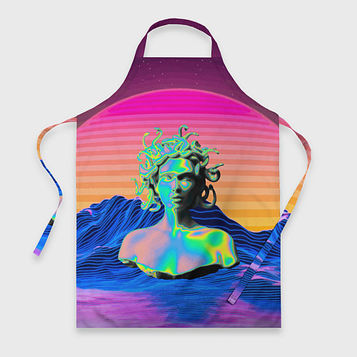 Фартук Gorgon Medusa Vaporwave Neon Mountains / 3D-принт – фото 1