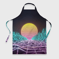Фартук кулинарный Vaporwave Закат солнца в горах Neon, цвет: 3D-принт