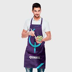 Фартук кулинарный Символ Quake в неоновых цветах на темном фоне, цвет: 3D-принт — фото 2