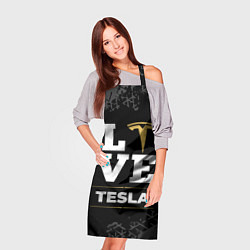 Фартук кулинарный Tesla Love Classic со следами шин на фоне, цвет: 3D-принт — фото 2