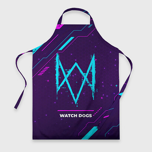 Фартук Символ Watch Dogs в неоновых цветах на темном фоне / 3D-принт – фото 1