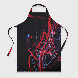 Фартук кулинарный Неоновые лучи в абстракции - Красный и синий, цвет: 3D-принт