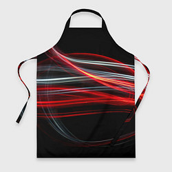 Фартук кулинарный Волнообразные линии неона - Красный, цвет: 3D-принт