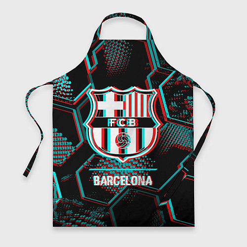 Фартук Barcelona FC в стиле Glitch на темном фоне / 3D-принт – фото 1