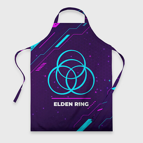 Фартук Символ Elden Ring в неоновых цветах на темном фоне / 3D-принт – фото 1