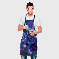 Фартук кулинарный Неоновые сюрреалистичные пузыри - Синий, цвет: 3D-принт — фото 2