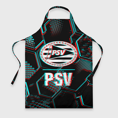 Фартук PSV FC в стиле Glitch на темном фоне / 3D-принт – фото 1