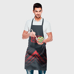 Фартук кулинарный Красный Символ PUBG на темном фоне со стрелками, цвет: 3D-принт — фото 2