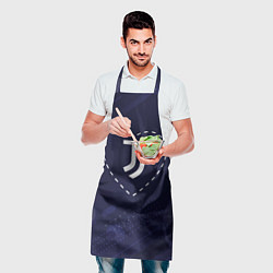 Фартук кулинарный Лого Juventus в сердечке на фоне мячей, цвет: 3D-принт — фото 2