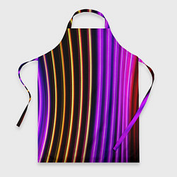 Фартук кулинарный Неоновые линейные фонари - Фиолетовый, цвет: 3D-принт