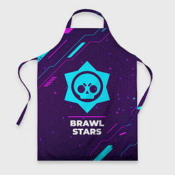 Фартук кулинарный Символ Brawl Stars в неоновых цветах на темном фон, цвет: 3D-принт