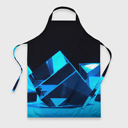 Фартук кулинарный Неоновые объёмный куб - Синий, цвет: 3D-принт
