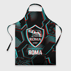 Фартук кулинарный Roma FC в стиле Glitch на темном фоне, цвет: 3D-принт