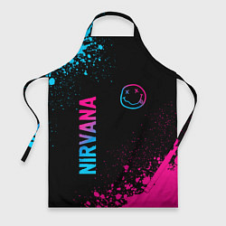 Фартук кулинарный Nirvana - neon gradient: символ и надпись вертикал, цвет: 3D-принт