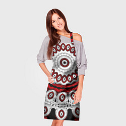 Фартук кулинарный Красно-черный калейдоскоп мандала, цвет: 3D-принт — фото 2