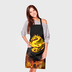 Фартук кулинарный Огнедышащий дракон и пламя, цвет: 3D-принт — фото 2