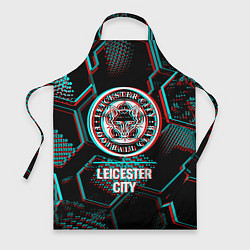 Фартук кулинарный Leicester City FC в стиле glitch на темном фоне, цвет: 3D-принт