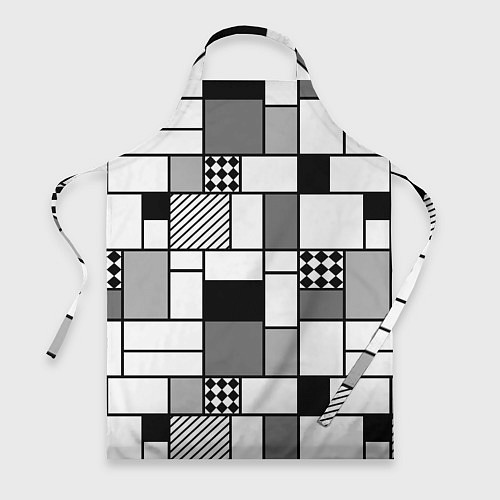 Фартук Черно белый геометрический скандинавский узор / 3D-принт – фото 1