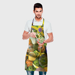 Фартук кулинарный Композиция из морских звёзд и ракушек, цвет: 3D-принт — фото 2