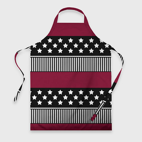 Фартук Burgundy black striped pattern / 3D-принт – фото 1