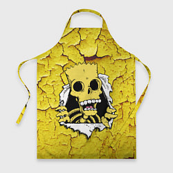 Фартук кулинарный Скелет Барта Симпсона разрывает штукатурку стены, цвет: 3D-принт