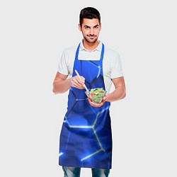 Фартук кулинарный Синие неоновые геометрические плиты, цвет: 3D-принт — фото 2