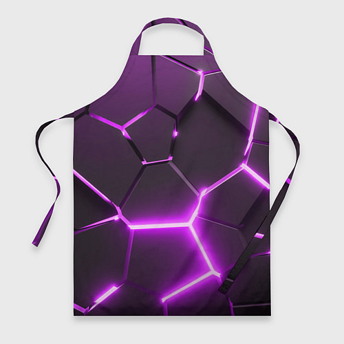 Фартук Фиолетовые неоновые геометрические плиты / 3D-принт – фото 1