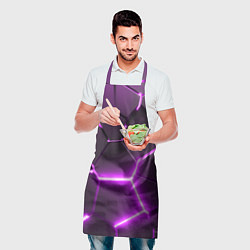 Фартук кулинарный Фиолетовые неоновые геометрические плиты, цвет: 3D-принт — фото 2