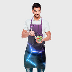 Фартук кулинарный Фиолетовый градиент - неоновые геометрические плит, цвет: 3D-принт — фото 2