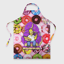 Фартук кулинарный Гомер Симпсон в окружении пончиков, цвет: 3D-принт