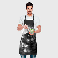 Фартук кулинарный Туманный череп - рисунок карандашом, цвет: 3D-принт — фото 2