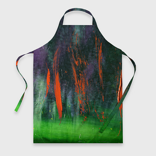 Фартук Абстрактный зелёный туман и красная краска / 3D-принт – фото 1